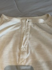 AMBIG Mens Cream White Solid Henley Top Long Sleeve Button Knit, Size M