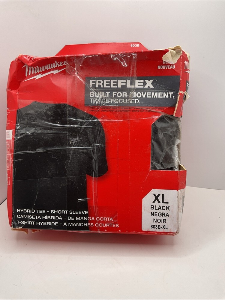 Milwaukee 603B-XL Hybrid Work Tee T-Shirt Black, Short Sleeve, XL
