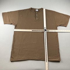 Vintage Brown T-Shirt Henley Mens Large Brown Blank Single Stitch Cotton USA 90s