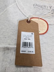 $98 Faherty Cloud Cotton Men Size 2XL Long Sleeve Waffle Crew Pima Cotton Ivory