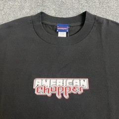 VTG American Choppers Discovery Channel T- Shirt Motorcycle Grunge Flames L Y2K