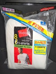 8 Hanes Crew Neck Tagless ComfortSoft T-Shirts Mens White L (42-44)