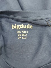 Bigdude Short Sleeve Plain Crew Neck Straight Hem T Shirt Size 7XL Navy