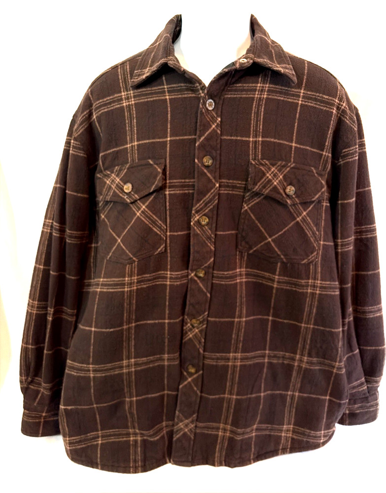 Men’s Levi Strauss Thermal Quilted Lined Plaid Flannel Shirt Size L
