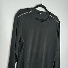 THE KOOPLES Zip Shoulder Long Sleeve Jersey Tee In Black Men’s Large