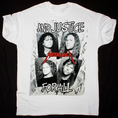 Metallica And Justice For All Inspired White T-Shirt – Fanmade Rock Tee