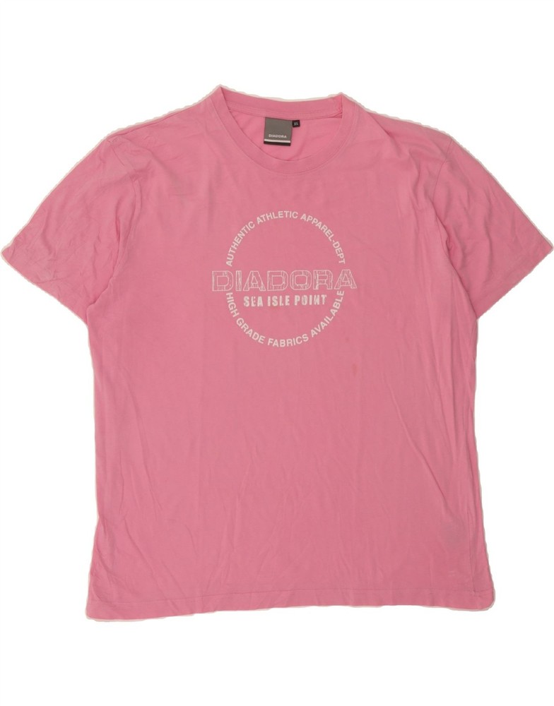 DIADORA Mens Graphic T-Shirt Top XL Pink Cotton DE58