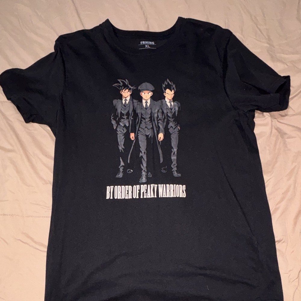 Friking Men’s XL Black Dragon Ball Z Anime Graphic Print Crew Neck T-Shirt