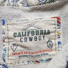 California Cowboy Mens High Water AOP Ocean Waves Terry Lined Button Shirt Large