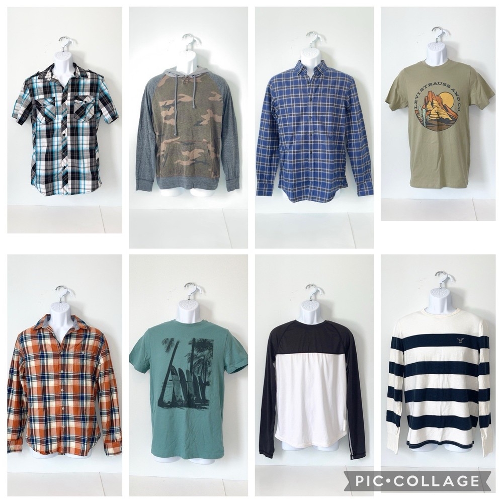 Men’s Small Shirt Lot of 8 Various Brands Flannels T-shirts Reseller Bundle