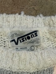 Vintage 80s Vision Floral Abstract Sweater Large Korea Acrylic Art Knit
