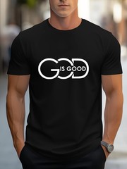 Comfortable Regular Fit Trendy Men’s Casual T-Shirt White Lines ‘GOD’ Print