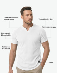 Mens Muscle Slim T Shirts Texture V Neck Longline Henley Gym Workout Athletic Te