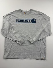 Carhartt Shirt Mens XL Gray Long Sleeve Logo Tee Original Fit Tagless Workwear