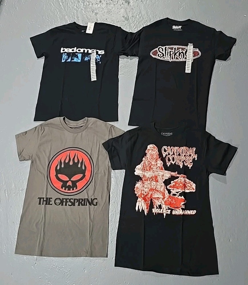 Cannibal Corpse Offspring Slipknot Bad Omens Graphic T-Shirt Lot 4pc (R)