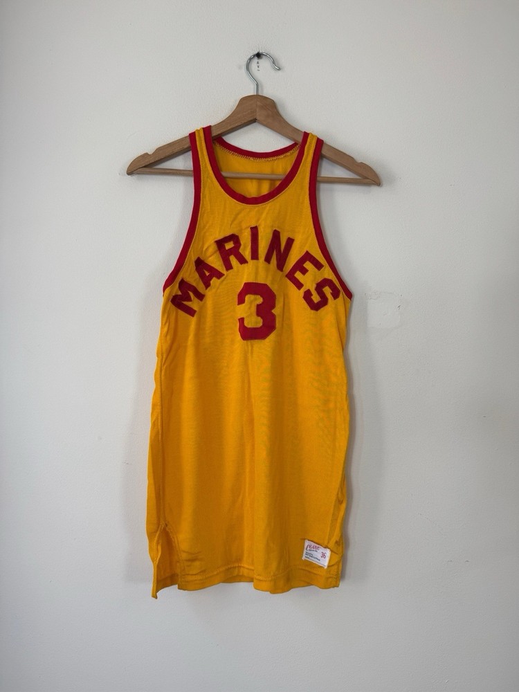 Vintage 40’s 50’s Coane US Marines Yellow Basketball Jersey – Size 36