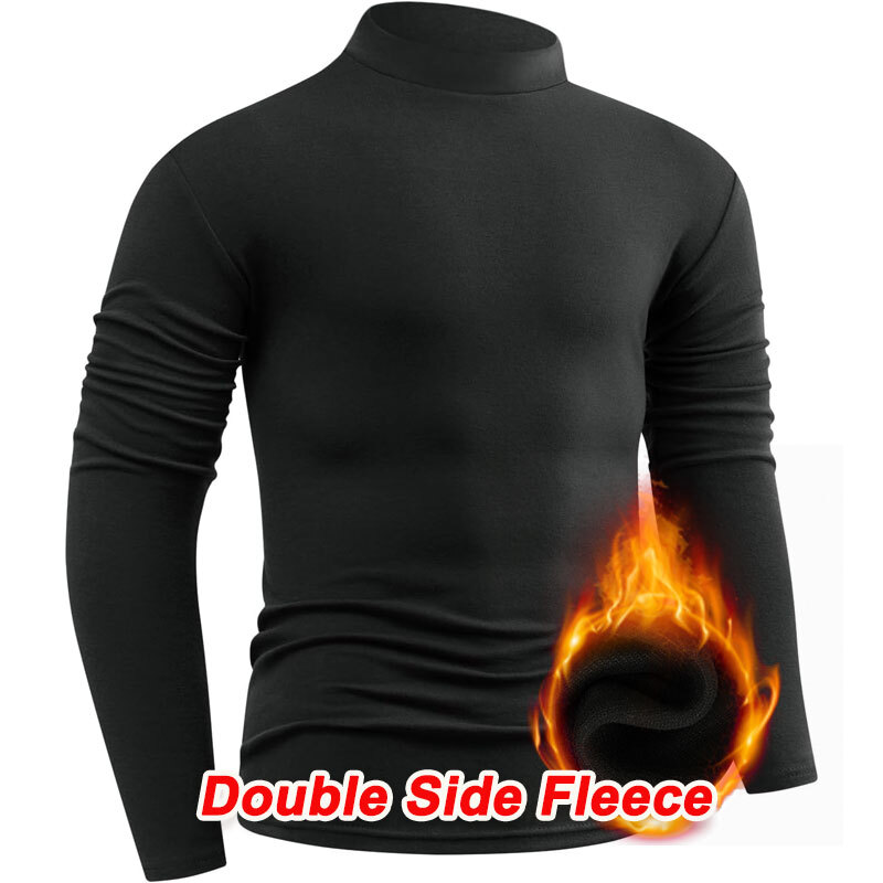 Mens Mock Turtleneck T-Shirt Long Sleeve Warm Pullover Basic Shirt Undershirt