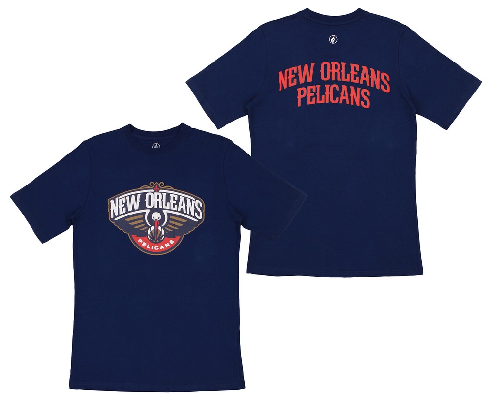 FISLL NBA Men’s New Orleans Pelicans Team Color, Name and Logo Premium T-Shirt