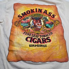 VTG Smokin Ass Cigars Kona Hawaii Tobacco T Shirt Men Medium Stain