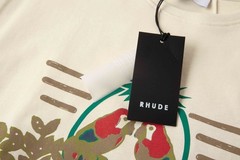 RHUDE Coastal Sunset Retro Poster Men Women Short sleeved T-shirt White