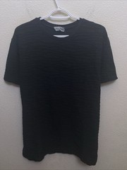 Mida Undici Italy Men’s Large Black Textured T-Shirt Short Sleeve Crew Neck NWT