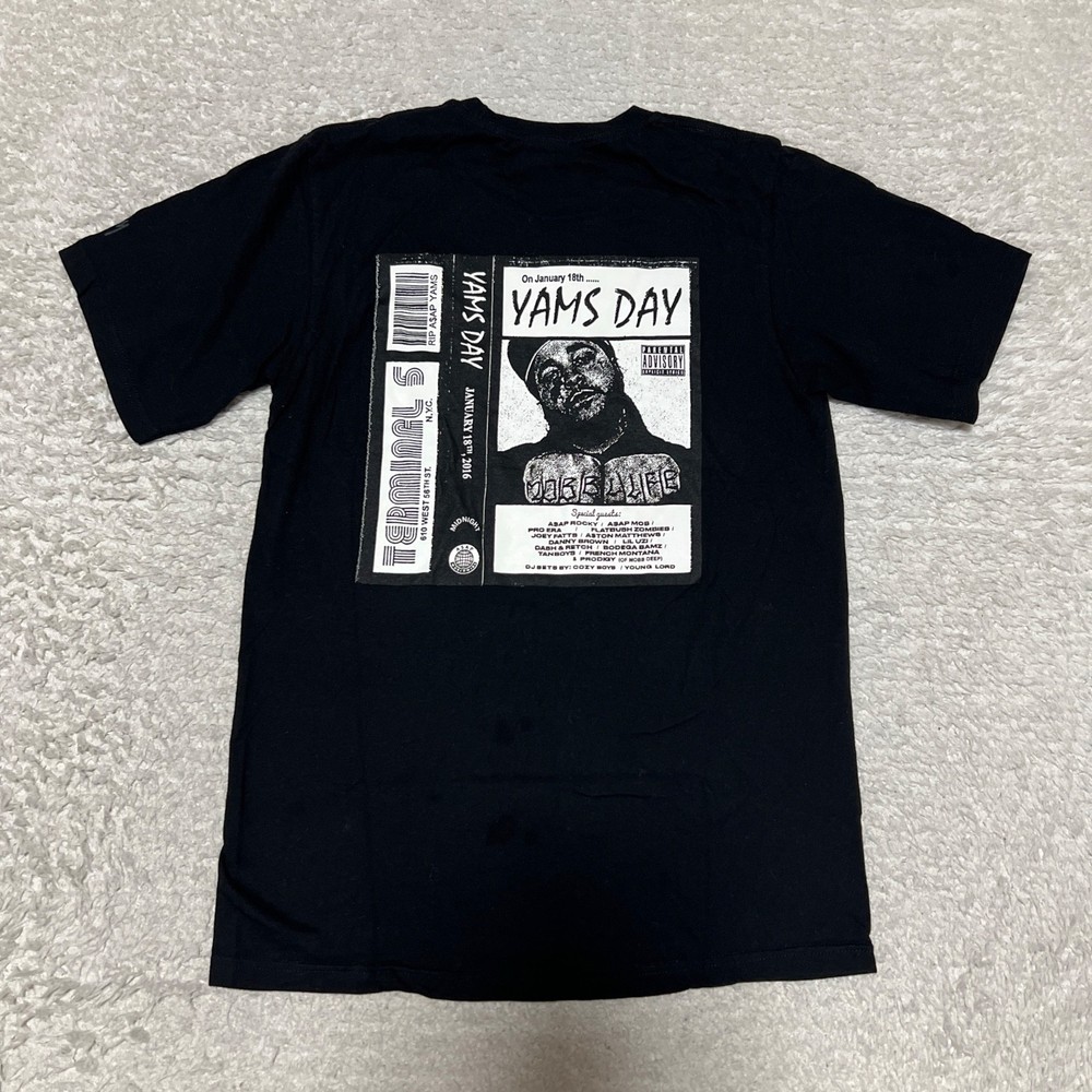 Stussy Shirt Men Small Black ASAP Yams Day Crew Neck Short Sleeve Cotton