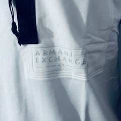 New Armani Exchange Men’s Crew Neck Zipper Short Sleeve Logo Shirt
