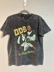 Mens Black Acid Wash gray green yellow graphic t-shirt size small