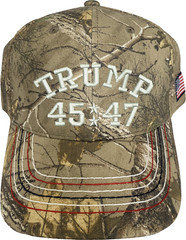 Trump 45/47 Embroidered Camo Structured Adjustable One Size Fits Most Hat