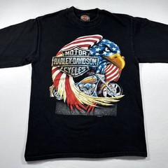 Vintage Harley Davidson 1996 Pacific Honolulu Long Sleeve T-Shirt Eagle Flag M