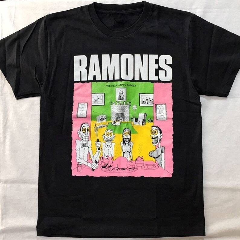 Ramones We’re Happy Family T-Shirt Black Cotton All size S-5XL Gift 7HRC65
