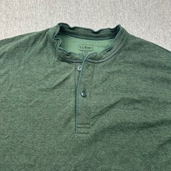 LL Bean Traditional Fit Lined River Henley Long Sleeve Shirt Mens Large Green