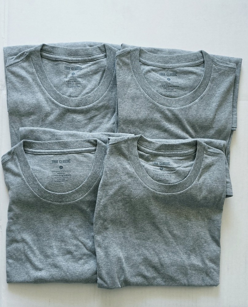 True Classic – Crew Neck – Short Sleeve T-Shirt – Heather Grey – Small – 4 Pack