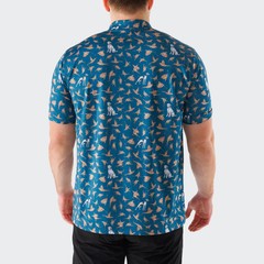 Waggle Men Bird Dog Polo T-Shirt – Teal Green XL