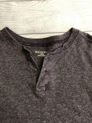 Merona Henley Shirt Mens Medium Gray Long Sleeve Tagless Jersey Tee Casual