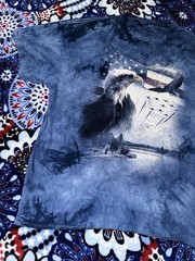 Vintage The Mountain Bald Eagle USA Mens Tshirt Size XL Blue Flag Fighter Jets