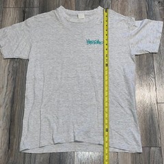 Vintage Mossimo T-Shirt Large Gray Single Stitch Embroidered Logo 90s Distressed