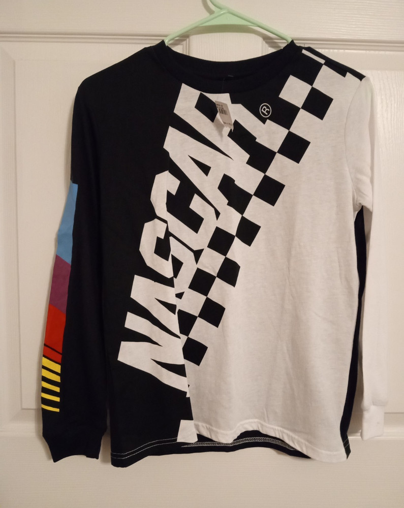 NASCAR FREEZE Colorblock Long Sleeve Graphic Logo Crew Neck T-Shirt Size 14/16