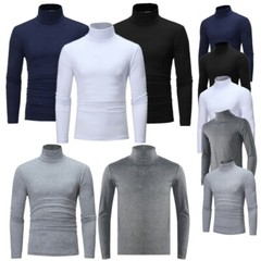 US Mens Turtleneck Basic Pullover Long Sleeve Jumper Top Casual Slim Fit T-Shirt