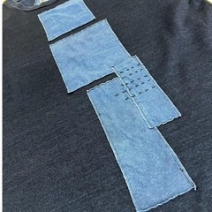 BLUE BLUE JAPAN Indigo Patchwork T-Shirt Size 2 Cotton Made in Japan F/S
