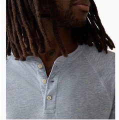 Faherty Cloud Cotton Long Sleeve Henley Large Heather Gray Pima Modal MKC0077