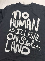 CHNGE Men’s No Human is Illegal Crew Neck Cuff Long Sleeve T-Shirt, Black, 3XL