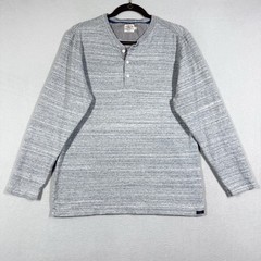 Faherty Shirt Mens Large Henley Button Long Sleeve Grey Spacedye Coastal Preppy