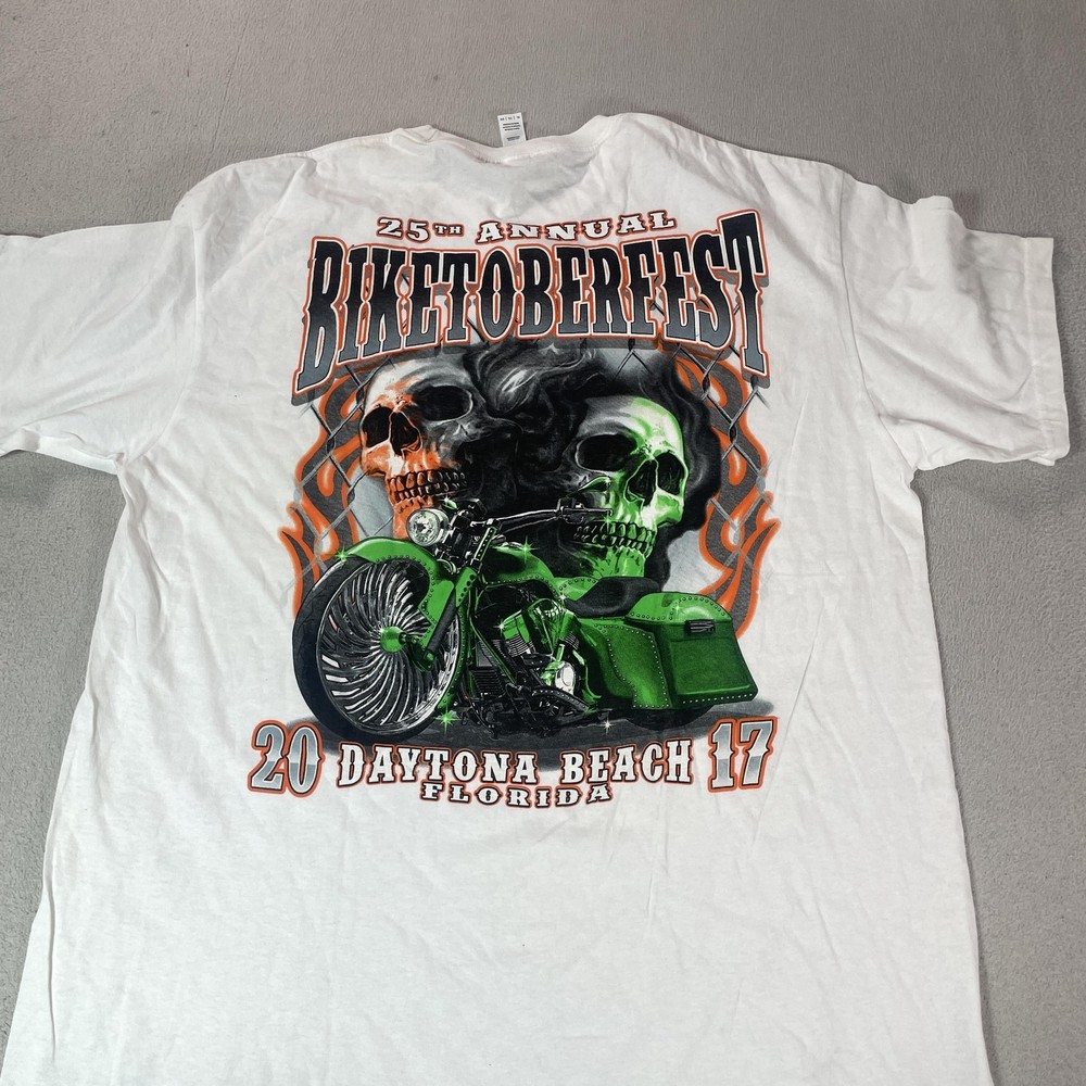 Skull Biker Shirt Mens XL Daytona Beach 2017 Motorcycle SUNA Biketoberfest Tee T