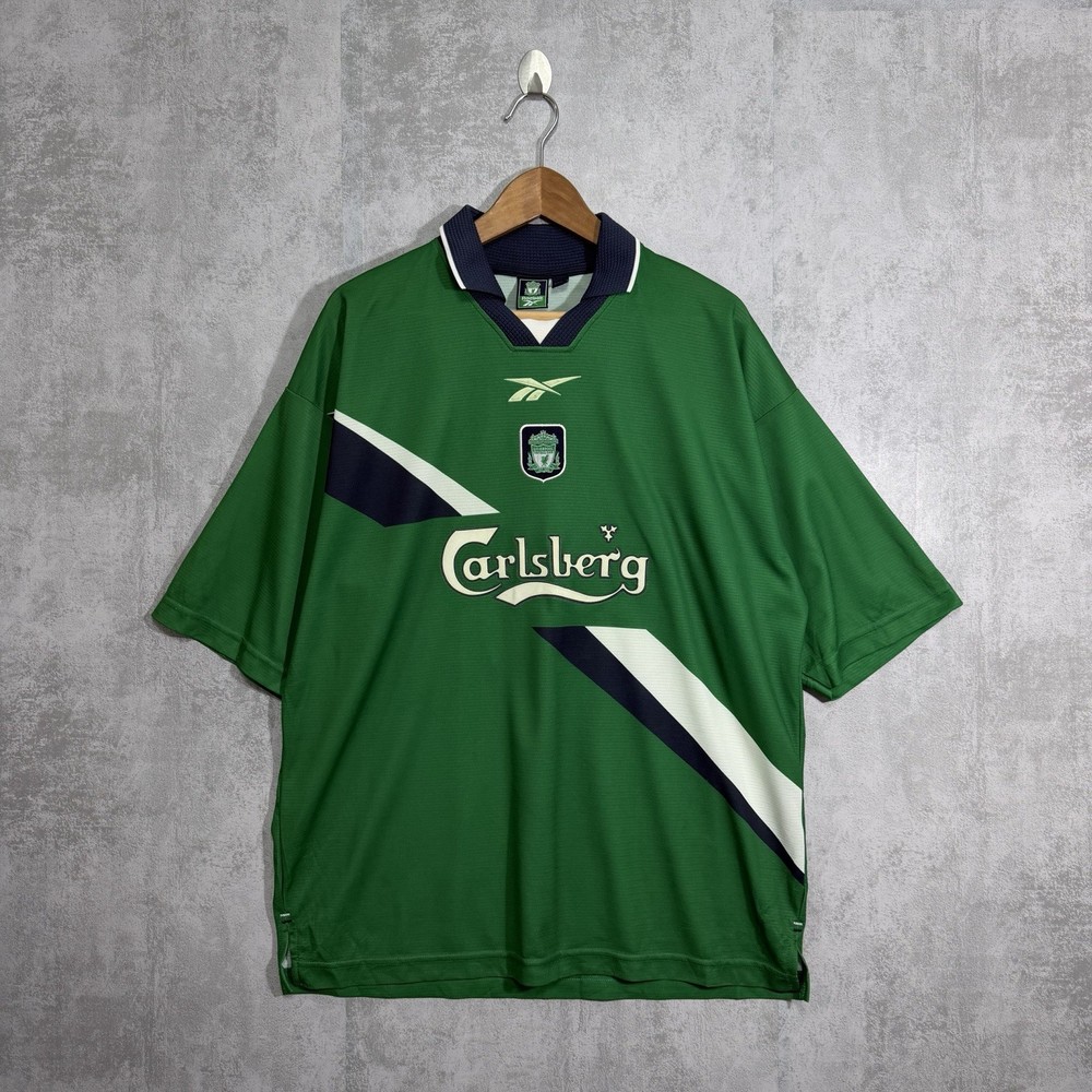 Vintage Liverpool Reebok Mens 1999/2000 Away Kit Jersey Green Size XL