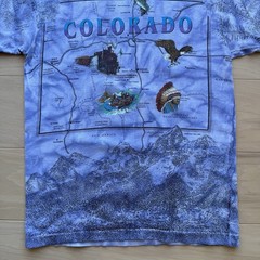 Vintage Colorado Shirt Large Multicolor 90s All Over Print Nature Art Eagle