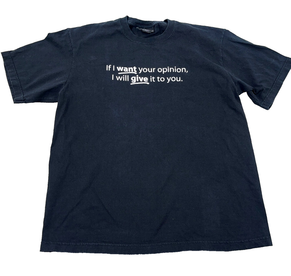Vintage Y2K No Boundaries Shirt Men Large Black Funny Joke Saying Quote Faded