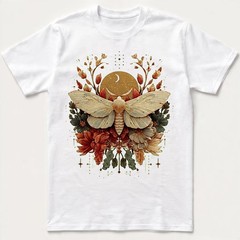 Boho Moth T-Shirt Celestial Moon Phase Insect Nature Botanical Cottagecore