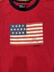 Vintage Polo Ralph Lauren American Flag Shirt Red Ringer T-Shirt VTG XXL 2XL