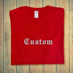 Custom Text Embroidery Old English Your name Brand Embroidered Tee Personalized